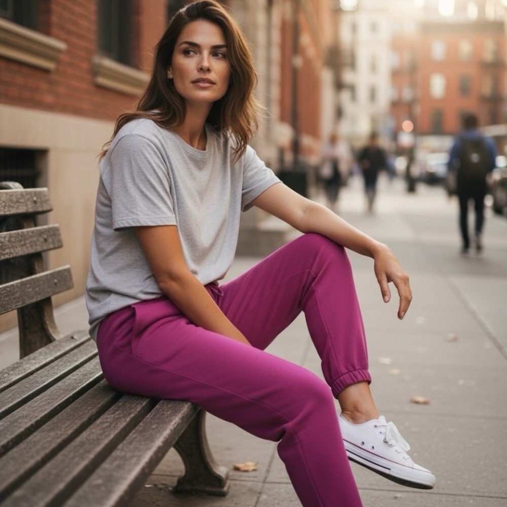 Eileen Fisher Women’s Cozy Brushed Terry Hug Jogger Pant in Orchid Large